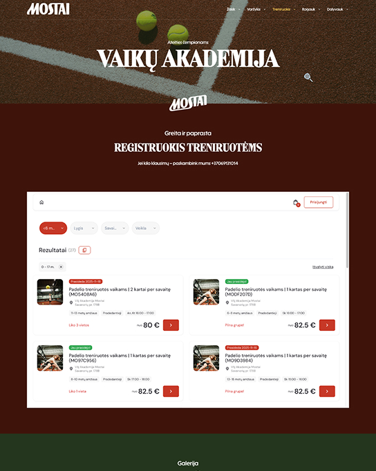 Mostai Children's Academy website with ExoClass training registration plugin