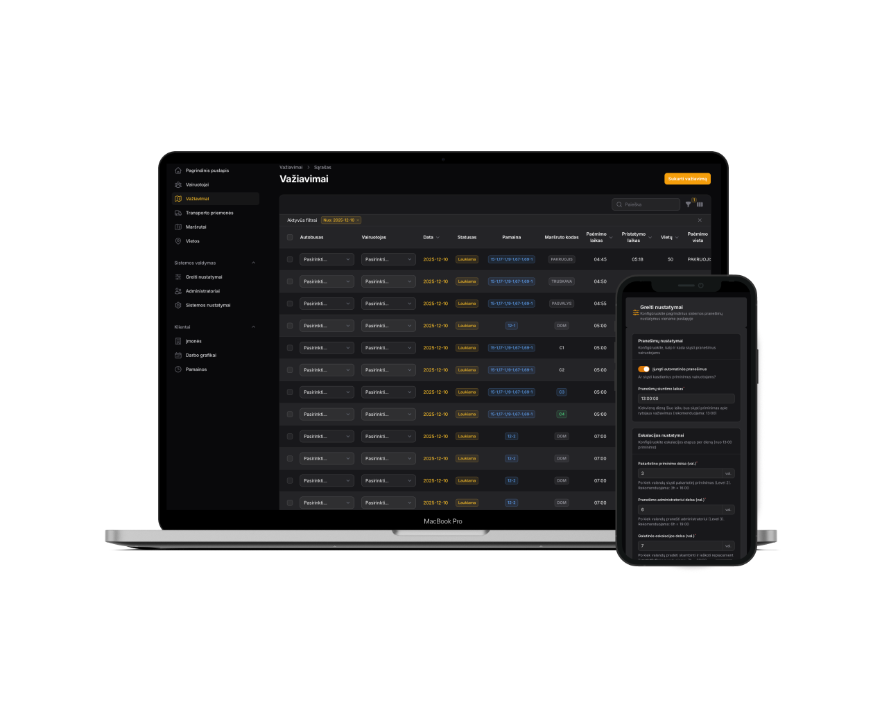 Transporto valdymo sistema