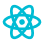 React logo – a blue atom symbol with three orbits and a central dot